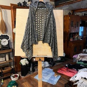 Elegant Gray Open-Knit Poncho